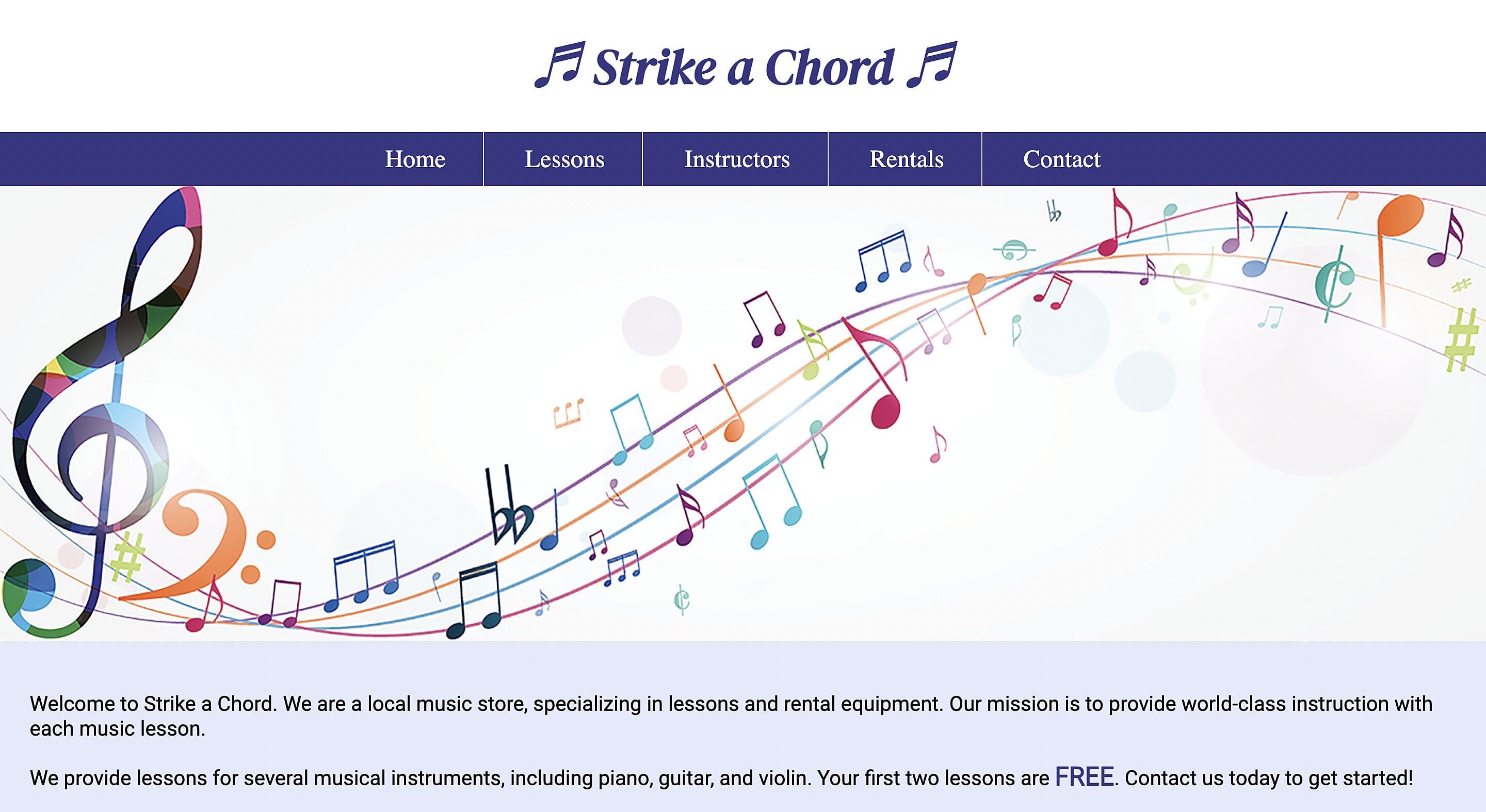 linked screenshot of Strike a Chord website